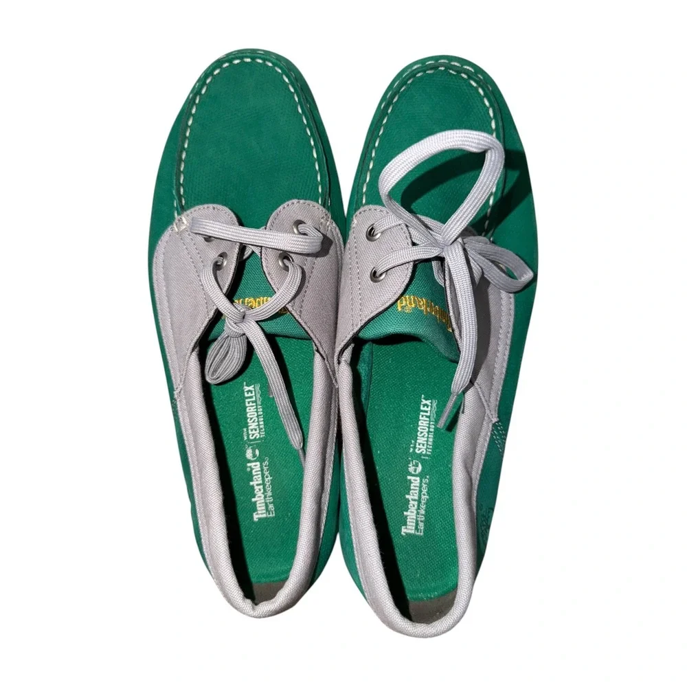 Timberland Earthkeepers SensorFlex Mens Boat Shoes Green Yellow Nautical 10.5